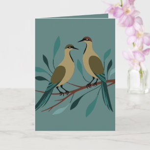Cartão Estilo Retroativo 3 Dos Dois Doves De Tartaruga