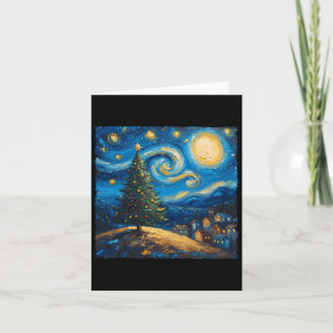 Cartão Estilo Van Gogh A Árvore De Natal Da Noite Estrela