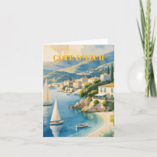 Cartão Estilo Vintage Cote D'Azur Viagem francês