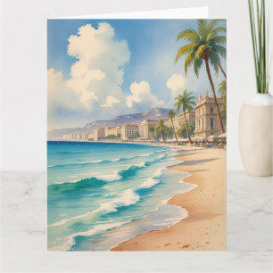 Cartão Estilo Vintage Cote D'Azur Viagem francês