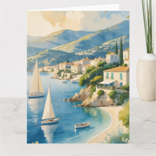 Cartão Estilo Vintage Cote D'Azur Viagem francês