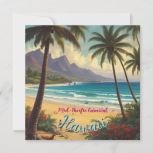Cartão Estilo Vintage Havaiano Viagem Honolulu Meio do Pa