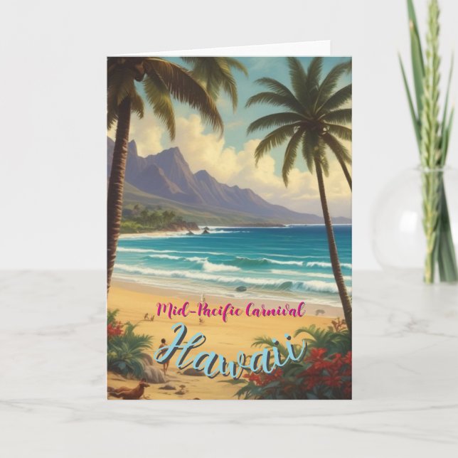 Cartão Estilo Vintage Havaiano Viagem Honolulu Meio-Pacíf (Frente)