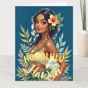 Cartão Estilo Vintage Viagem Honolulu Médio Havaiano - Pa