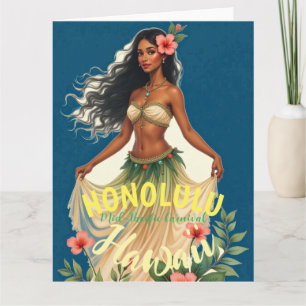 Cartão Estilo Vintage Viagem Honolulu Médio Havaiano - Pa