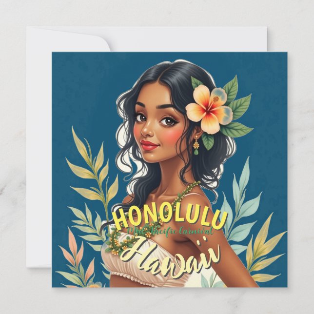 Cartão Estilo Vintage Viagem Honolulu Médio Havaiano - Pa (Frente)