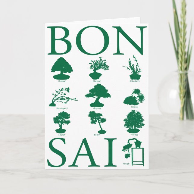 Cartão Estilos Básicos da Árvore Bonsai (Frente)