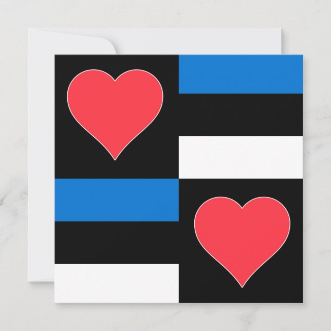 Cartão Estônia Flag Heart Pattert Fund Patriótico Estonia (Frente)