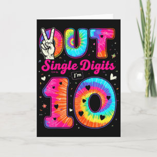 Cartão Estou 10 Dígitos Tie Dye Paz Fora Dígitos Únicos N