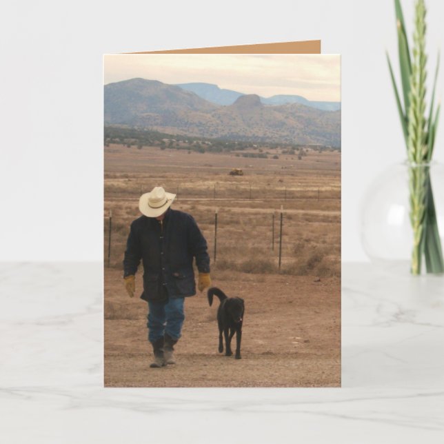 Cartão Estou aqui para você Black Lab e Cowboy Card - Oci (Frente)