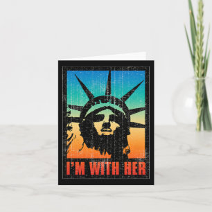 Cartão Estou com a estátua do Poster vintage da Liberdade