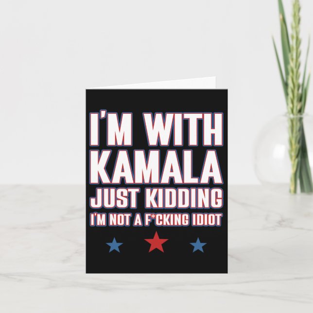 Cartão Estou com Kamala só brincando, não é Idiot Retro E (Frente)