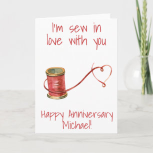Cartão Estou Costurando em Amor com Você Aniversário de L