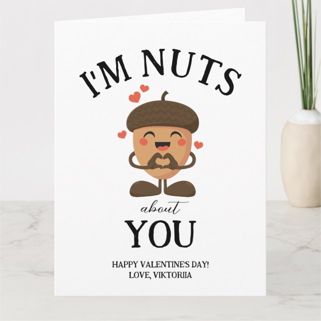 Cartão Estou Louco por você Acorn simples engraçado de Di (Frente)