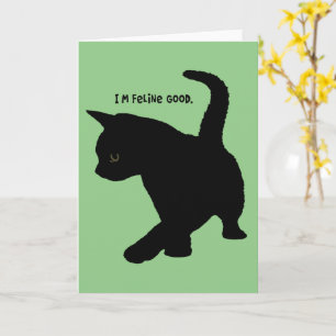 Cartão Estou Me Sentindo Bem Citação Silhueta de Gatinho