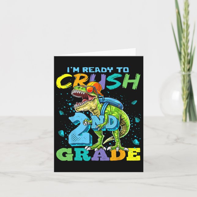 Cartão Estou pronto para esmagar segundo T Rex Dinossaur  (Frente)