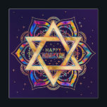 Cartão Estrela Colorida de David Mandala Happy Hanukkah<br><div class="desc">Estrela Colorida de David Mandala Happy Hanukkah</div>