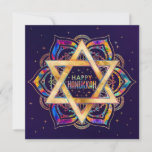 Cartão Estrela Colorida de David Mandala Happy Hanukkah<br><div class="desc">Estrela Colorida de David Mandala Happy Hanukkah</div>