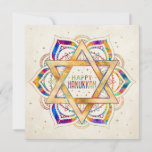 Cartão Estrela Colorida de David Mandala Happy Hanukkah<br><div class="desc">Estrela Colorida de David Mandala Happy Hanukkah</div>