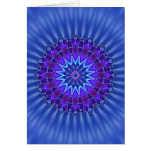 Cartão Estrela da mandala na flor real do azul