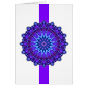 Cartão Estrela da mandala na listra violeta do azul