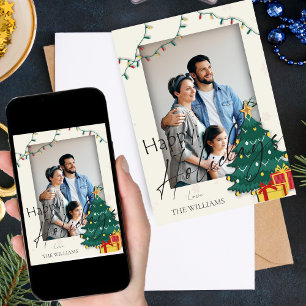 Cartão Estrela de árvore de Natal elegante Foto Feliz Nat