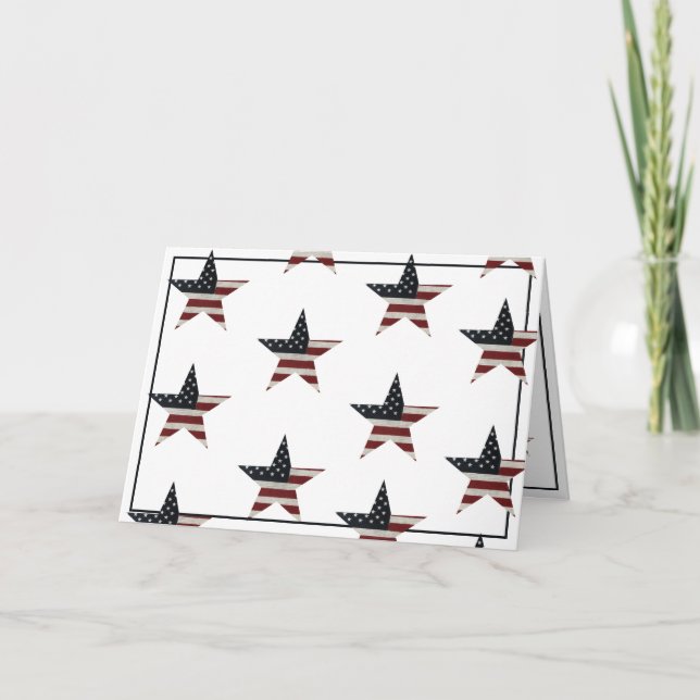 Cartão Estrela de Bandeira Americana do Dia do Veterano P (Frente)