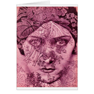 Cartão Estrela de cinema 1920 Gloria Swanson a rosa