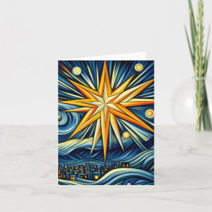 Cartão Estrela de Natal Arte Cubismo