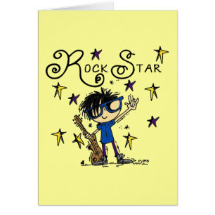 Cartão Estrela do rock do menino do cabelo preto