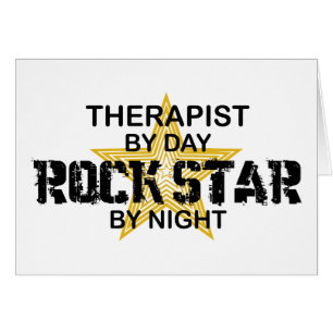Cartão Estrela do rock do terapeuta em a noite