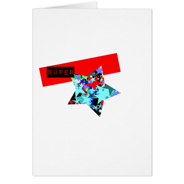 Cartão Estrela mundial retro no Dia-Glo (Frente)