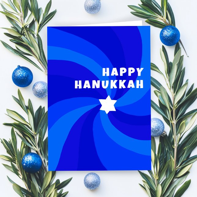 Cartão Estrela Nadada Moderna de David HAPPY HANUKKAH HOL (Modern Swirl Star of David HAPPY HANUKKAH HOLIDAY Card
)