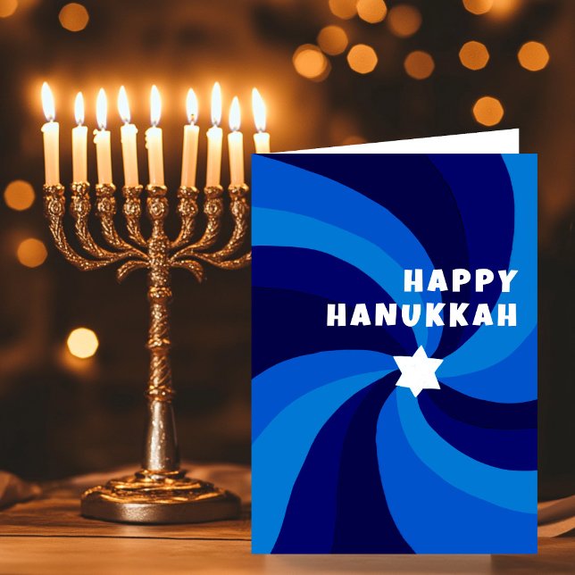 Cartão Estrela Nadada Moderna de David HAPPY HANUKKAH HOL (Modern Swirl Star of David HAPPY HANUKKAH HOLIDAY Card
)