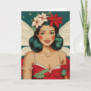 Cartão Estrela Pin-Up Tropical de Natal dos Anos 50