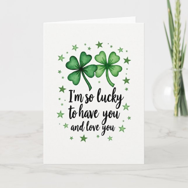 Cartão Estrela Shamrock de Amor Sortudo (Frente)