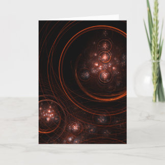 Cartão Estrela Vermelha Orbitando Arte Cósmica Abstrata