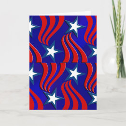 Cartão Estrelas brancas, Feriado Patriótico Azul Stripes