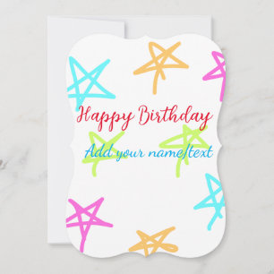 Cartão Estrelas coloridas feliz aniversário adicionar nom