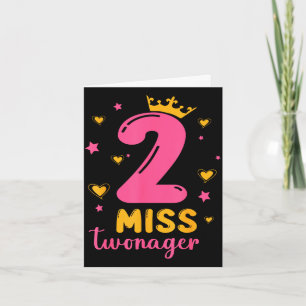 Cartão Estrelas corações 2 anos de idade miss twonager fe