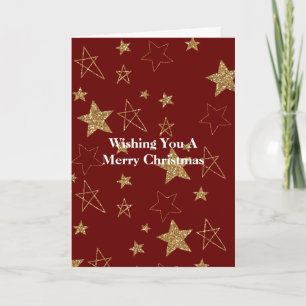Cartão Estrelas de Natal Brilho Dourado Vermelho