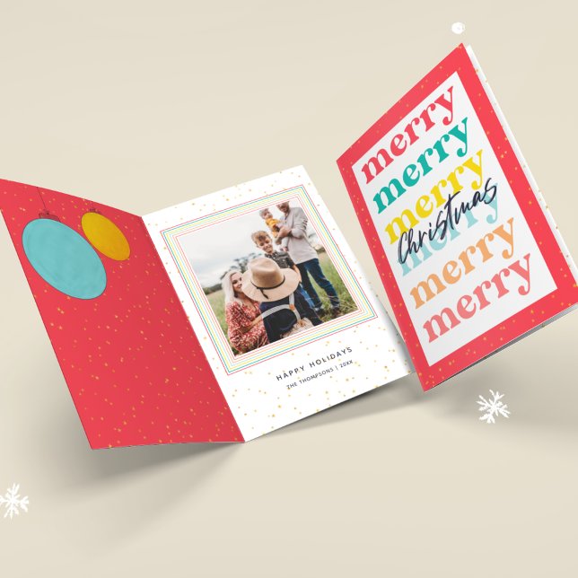 Cartão Estrelas Douradas Modernas Bolas Vermelhas de Nata (Criador carregado)