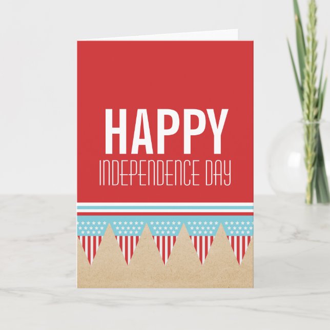 Cartão Estrelas e Faixa de faixas de julho 4ª placa (Frente)