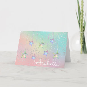Cartão Estrelas holográficas de espiral de Pastel e de f