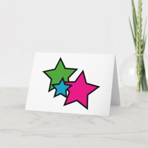 Cartão Estrelas Neon Pink Azul Verde Bonito