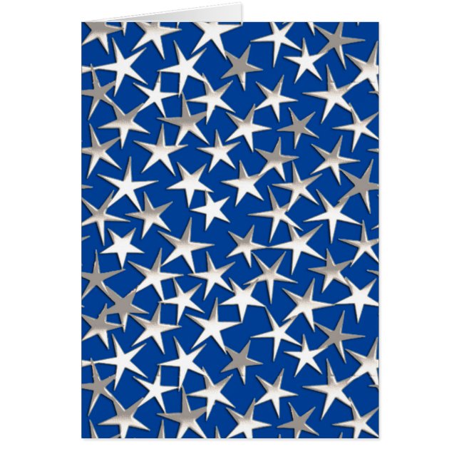 Cartão Estrelas prateadas em azul cobalto (Frente)