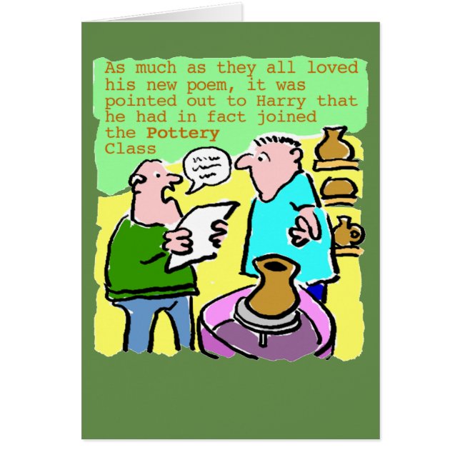 Cartão Estudante maduro lê poema na classe das cervejas (Frente)