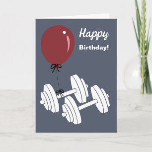 Cartão Estúdio de Fitness Haltere & Balão Feliz Aniversár