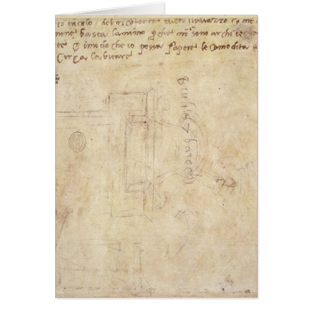 Cartão Estudo arquitectónico com notas (Frente)