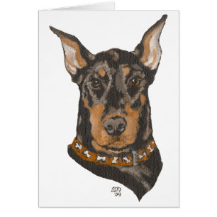 Cartão Estudo da Cabeça do Doberman Pinscher